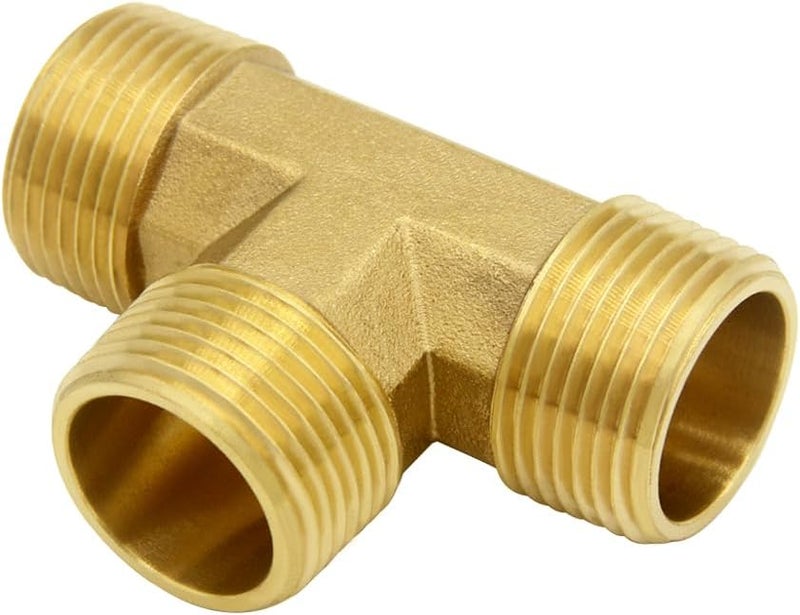 Hooshing محولات أنابيب نحاسية على شكل حرف T 3/4" NPT x 3/4" NPT x 3/4" NPT ذكر لتحويل الوقود والزيت والغاز والسباكة - Image 1